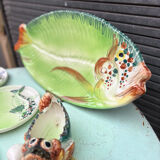 Vintage Vallauris ceramic dinnerware set. Fish design. 1960s