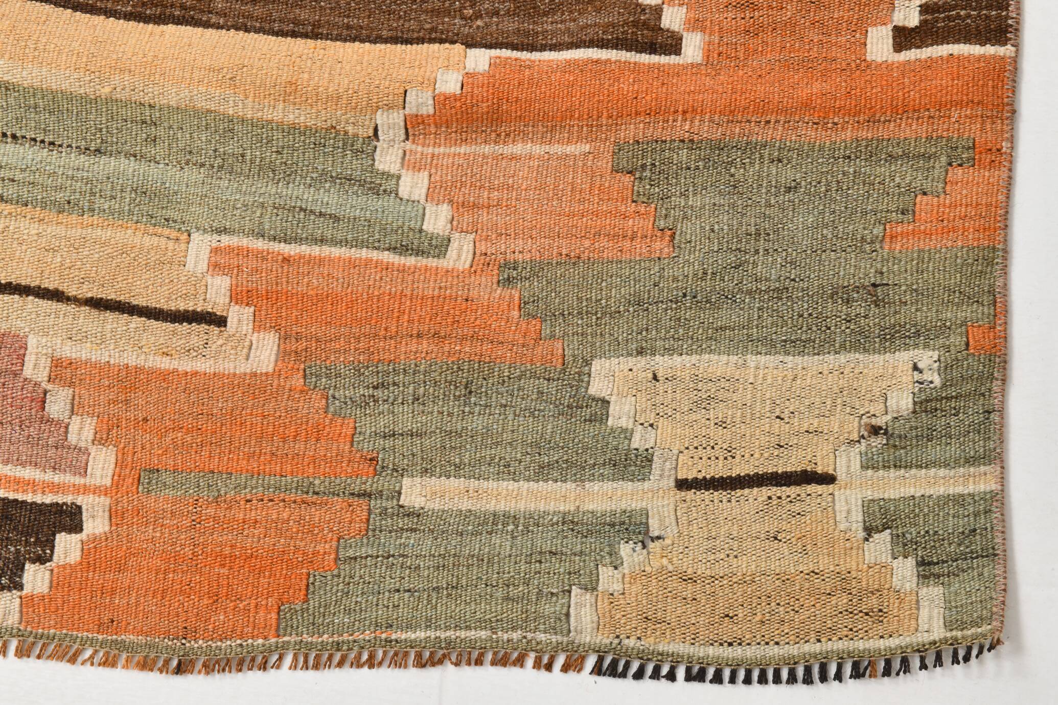 Tribal Pattern Vintage Kilim Runner Rug, 80x347Cm