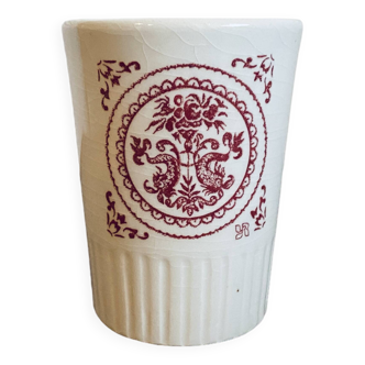 Gien ceramic cup with vintage red pattern