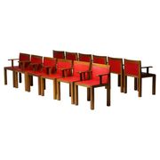A masterpiece of Italian modernism: eleven Aldo Rossi red Teatro arm chairs