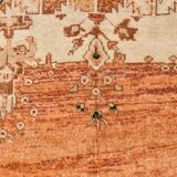 Rare Tapis Anatolien Vintage en Laine Fait Main Tons Brique & Ivoire