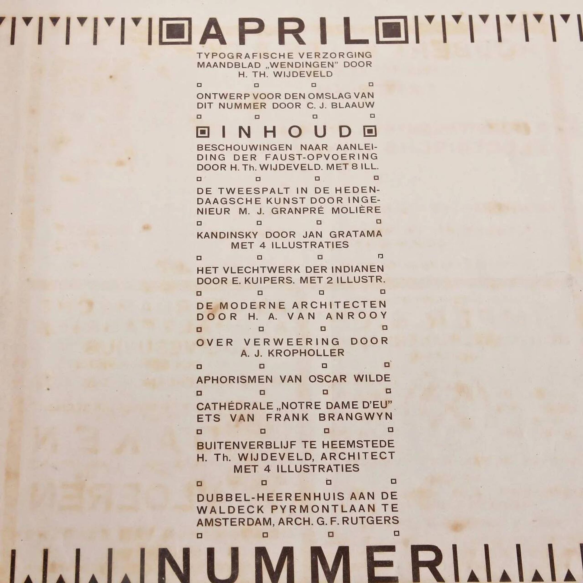 1918s April, Wendingen, lithograph by C. J. Blaauw