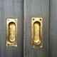 Old wooden cupboard massive sliding doors