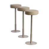 70s cast stainless steel and leather stool set/3