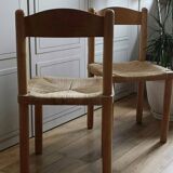 Série de 4 chaises scandinaves assise corde années 60