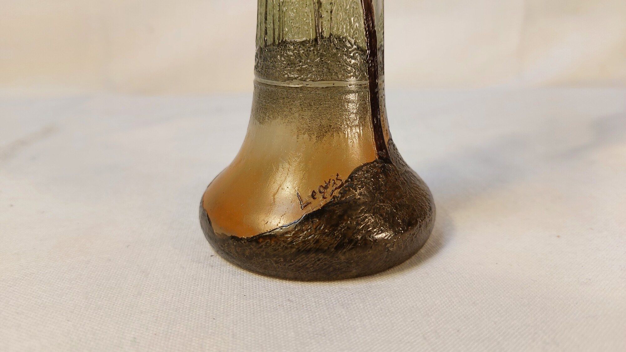 Acid-engraved glass soliflore vase signed Legras - Art Nouveau
