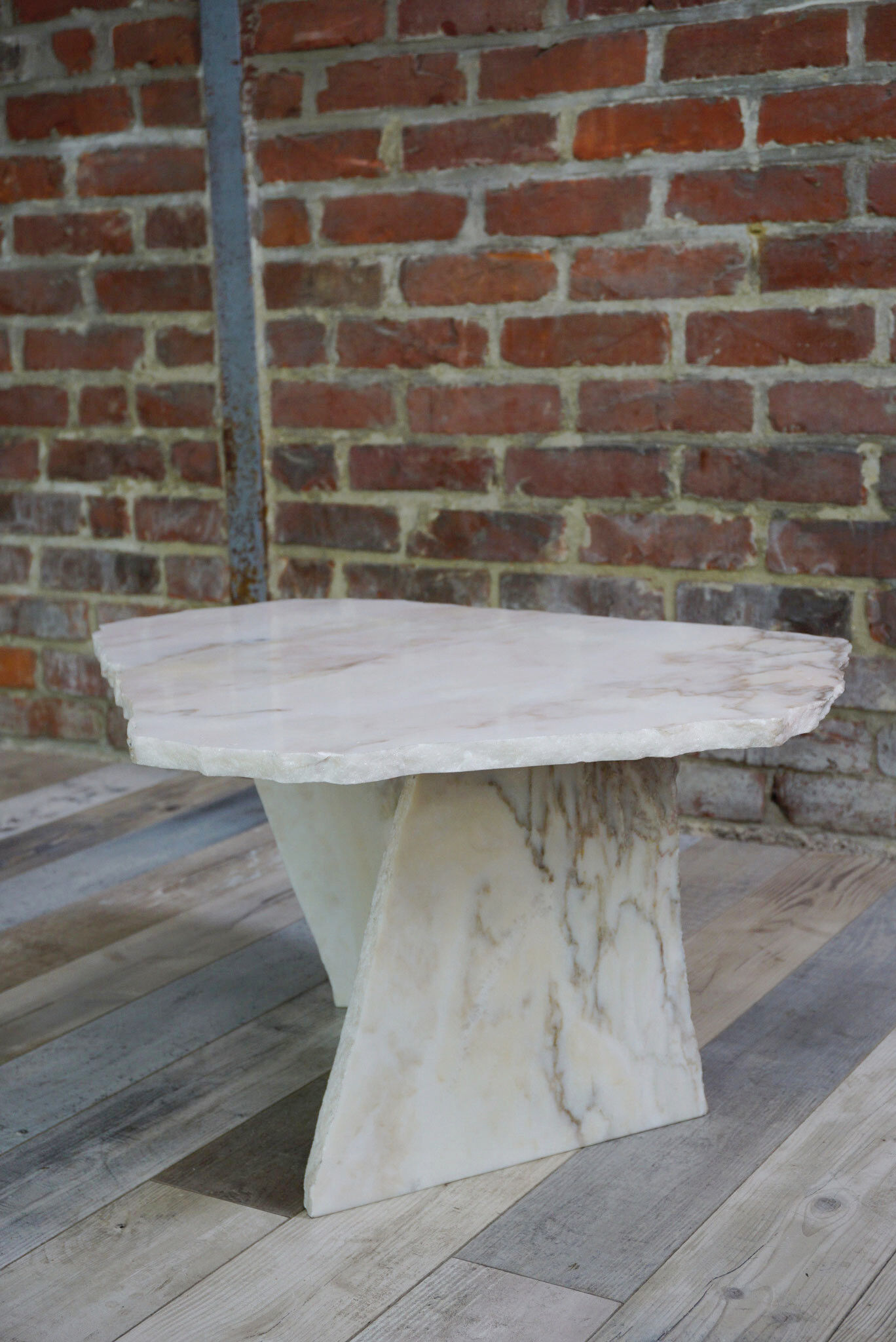 Brutalist design marble coffee table