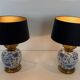 Pair of porcelain lamps with Chinese-style decorations and brass.