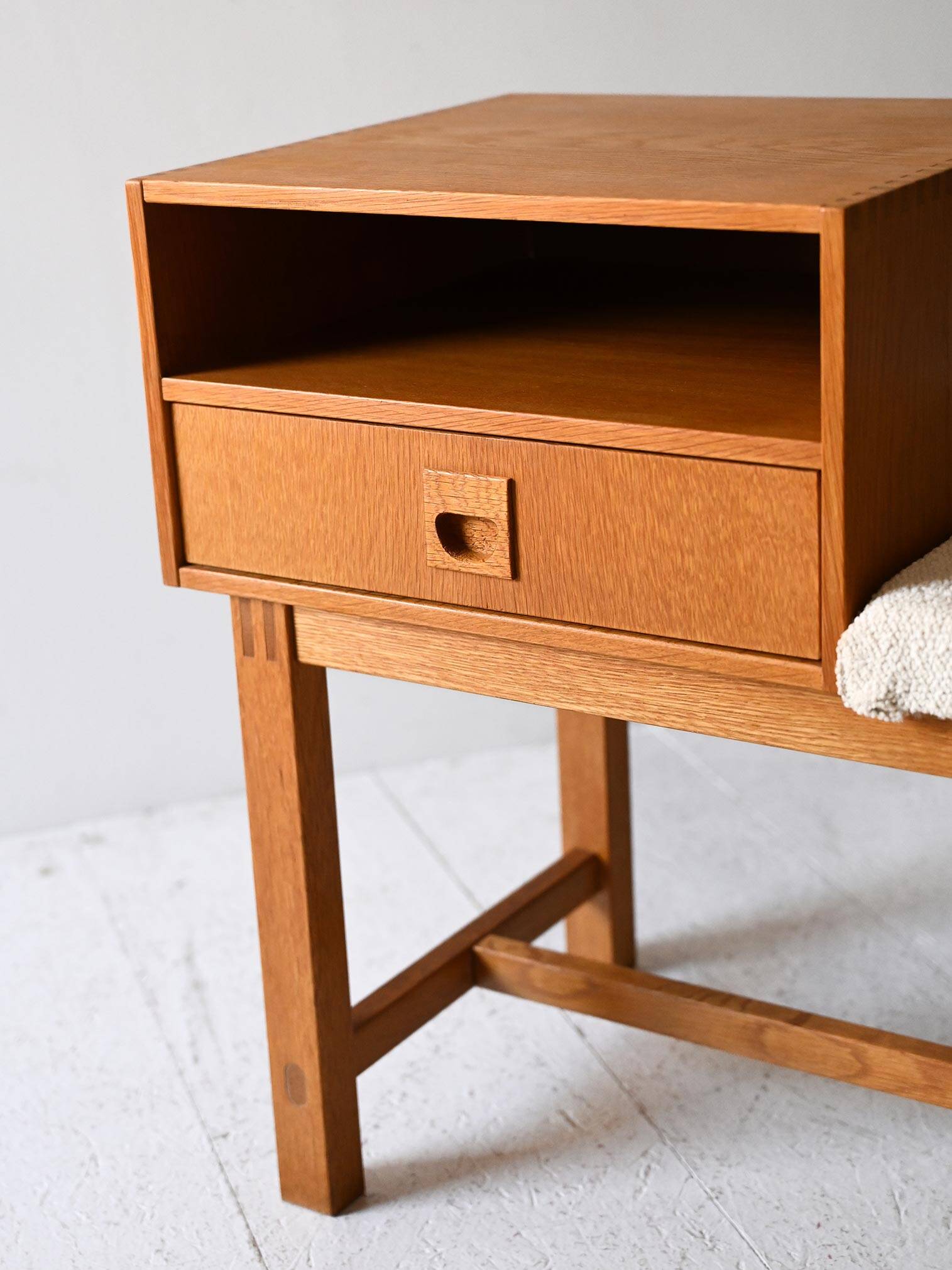 Vintage Scandinavian Gossip Chair with Drawer