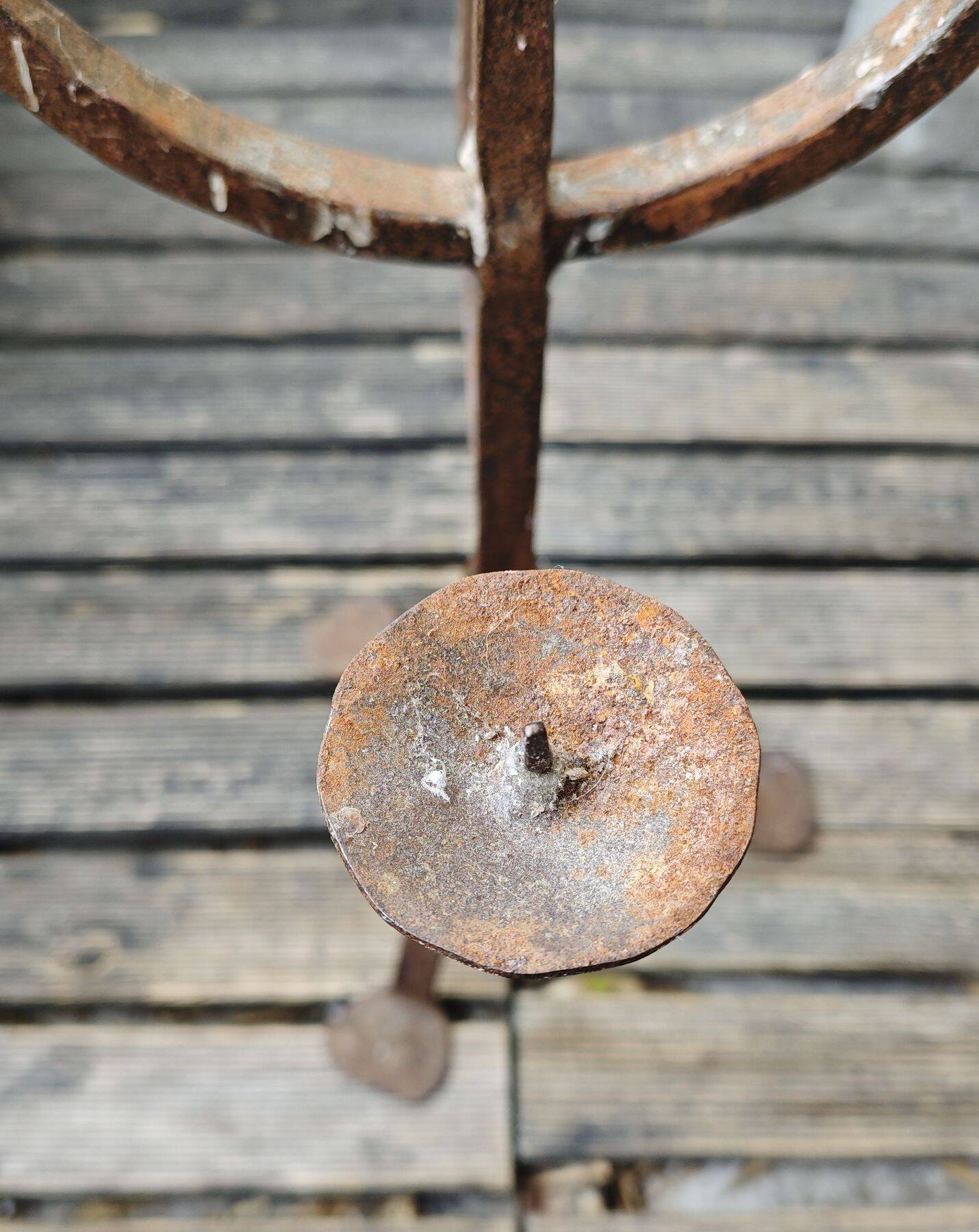 Large Brutalist Wrought Metal Candlestick - Early 20th Century