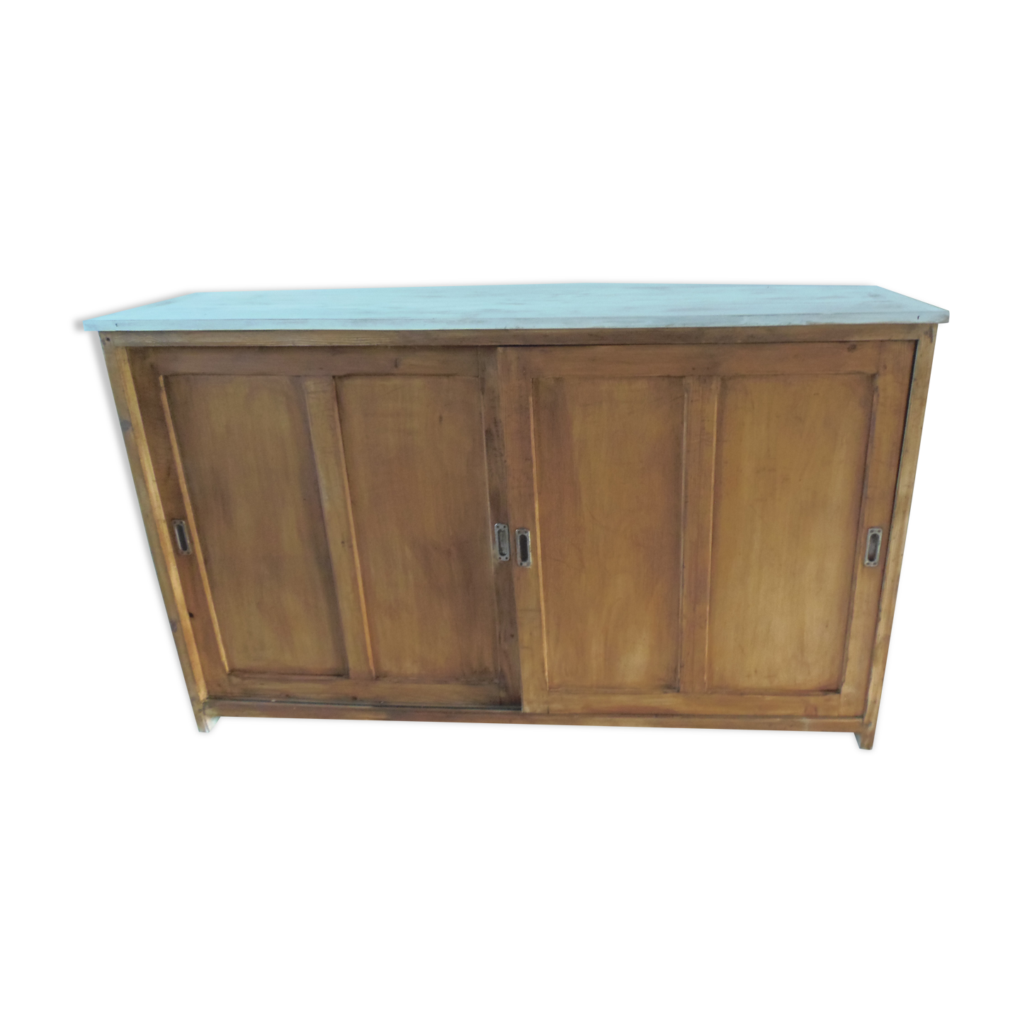 Furniture vintage skateboard straight out of an old shop, tray polished finishing bleached oak, the wax Cabinet medium oak, 2 sliding doors.