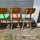 Suite 5 chaises bistrot chêne claire vernis (baumann) pied compas