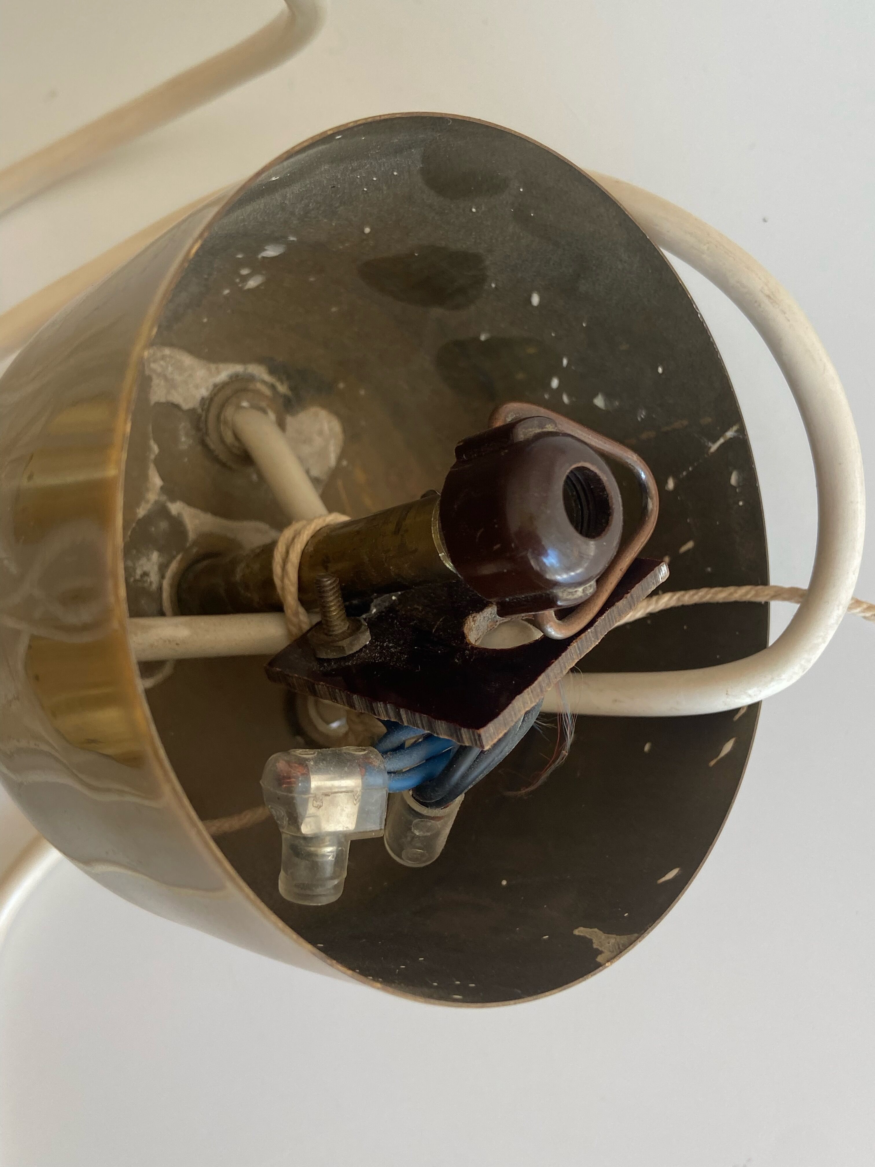 Golden bell mid-century brass pendant lamp set denmark 1960's