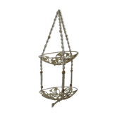 Macramé suspension and white metal metal trays creme