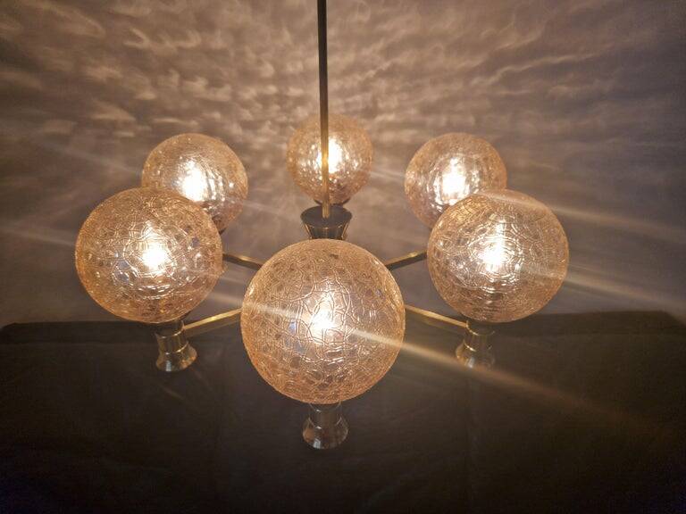 Mid-Century Brass Sputnik Chandelier, Germany, 1970s