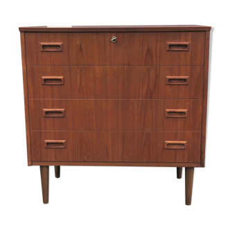 Danish teak chest of drawers with 4 drawers, 1960