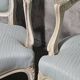 Pair of Louis XV style armchairs in patinated wood, light blue fabric.