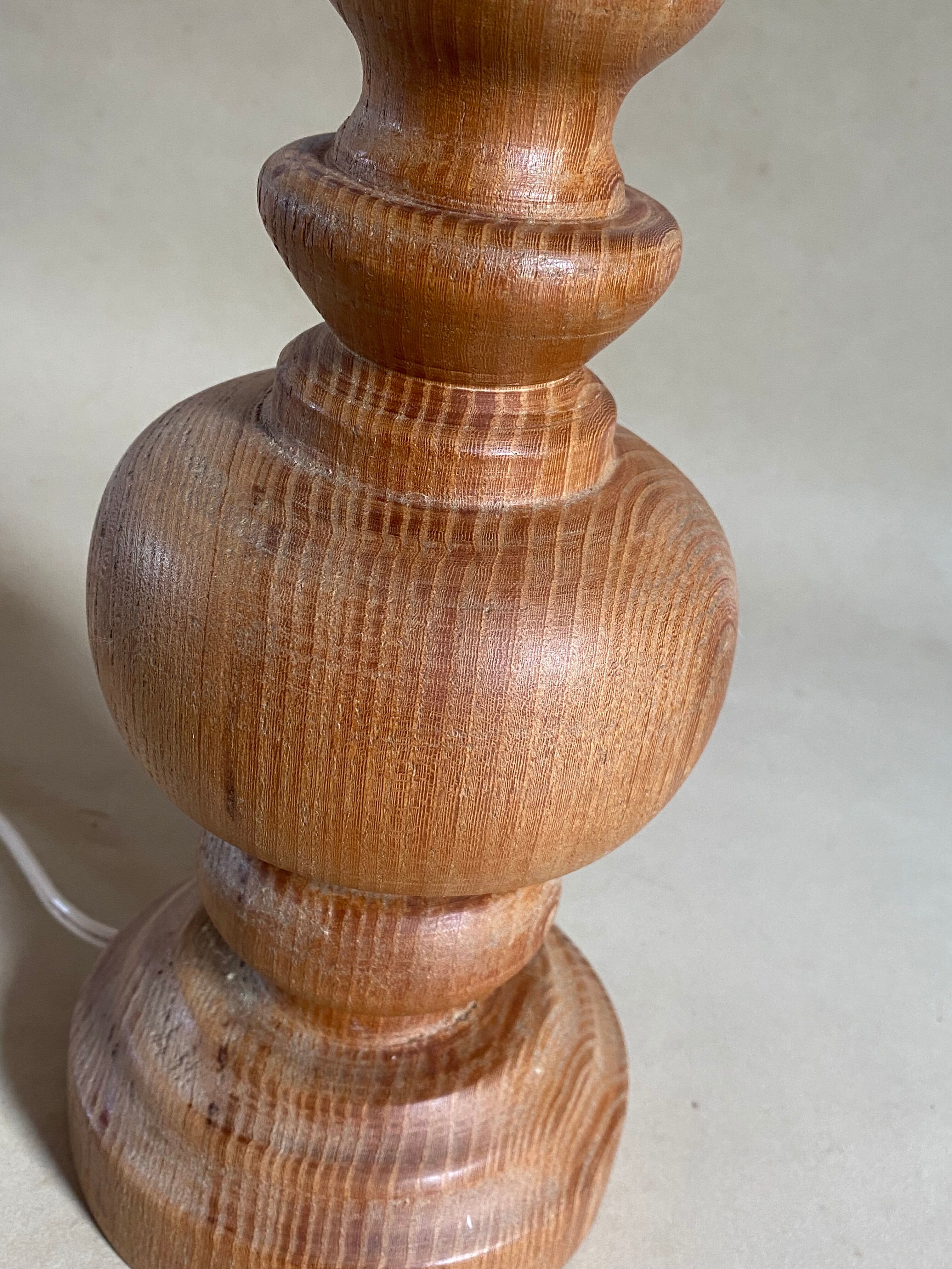 Wooden lamp foot turned vintage 1970