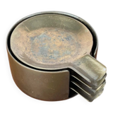 Stackable Austrian brass ashtrays in mid-century style, 1960, set of 5.
