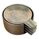 Stackable Austrian brass ashtrays in mid-century style, 1960, set of 5.