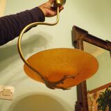 Asymmetrical hanging lamp with orange lampshade 70s/80s