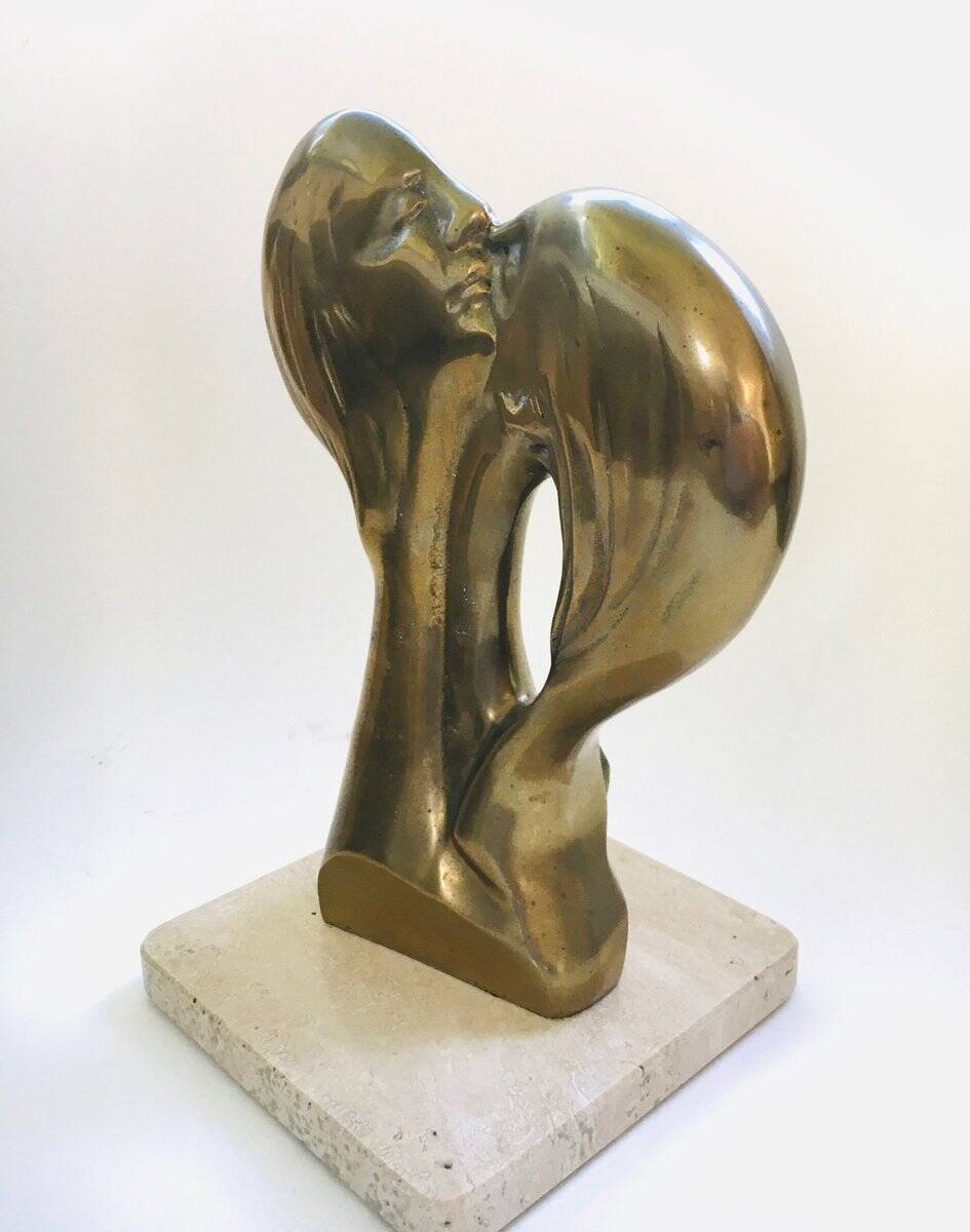 Brass Intertwined Male & Female Statue, 1970s