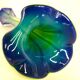 Vintage blown glass vase, twisted, blue and green, height: 39cm