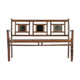 Wooden bench with 3 mirrors