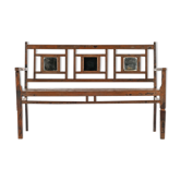 Wooden bench with 3 mirrors