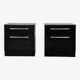 Pair of vintage black and chrome bedside tables