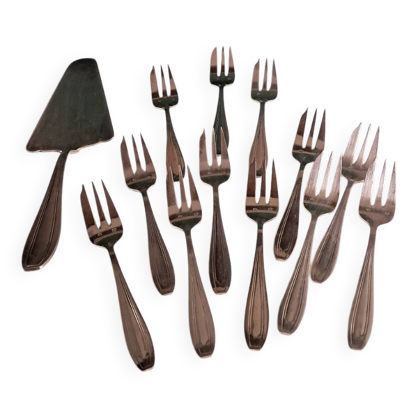 Ménagère 12 fourchettes et pelle à gâteau métal argenté