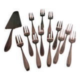 Cutlery set of 12 forks and silver-plated cake server