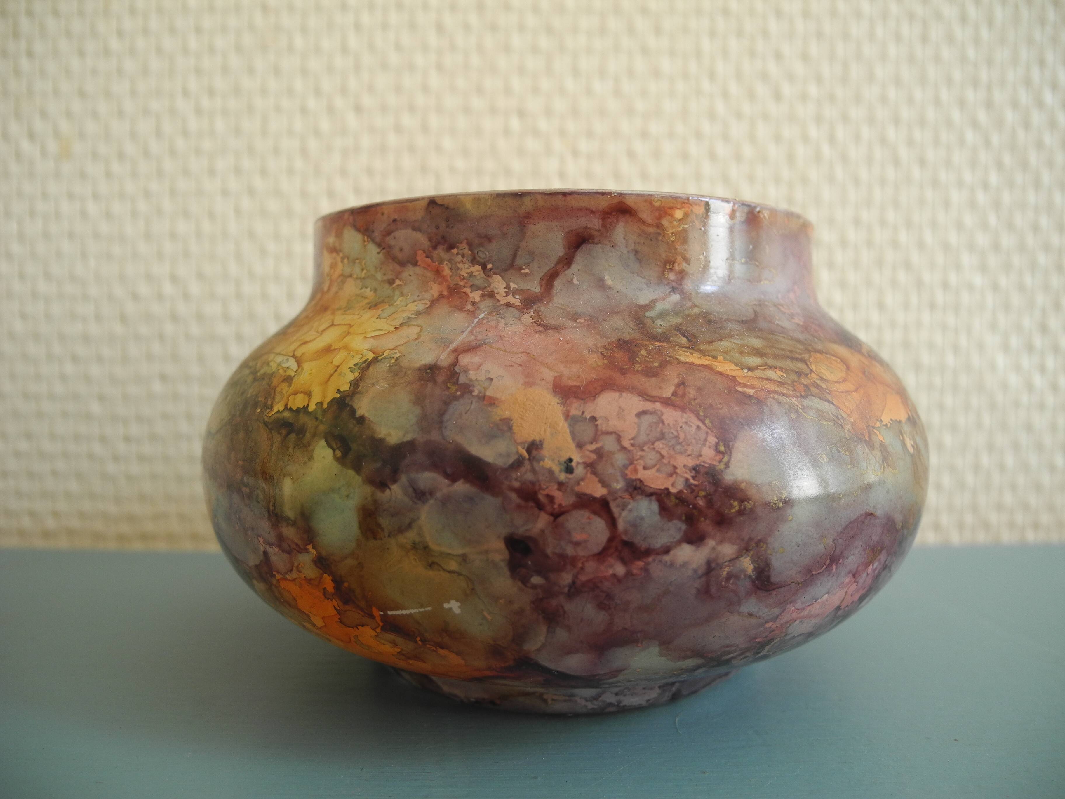 small glass vase Mistigri Chapoutier unique piece signed vintage decor