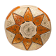 Hand-made orange leather Pouf Fes 40 x 25 cm