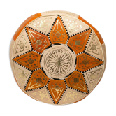 Hand-made orange leather Pouf Fes 40 x 25 cm