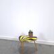 Vintage 1950s black and yellow striped formica table, plant table.