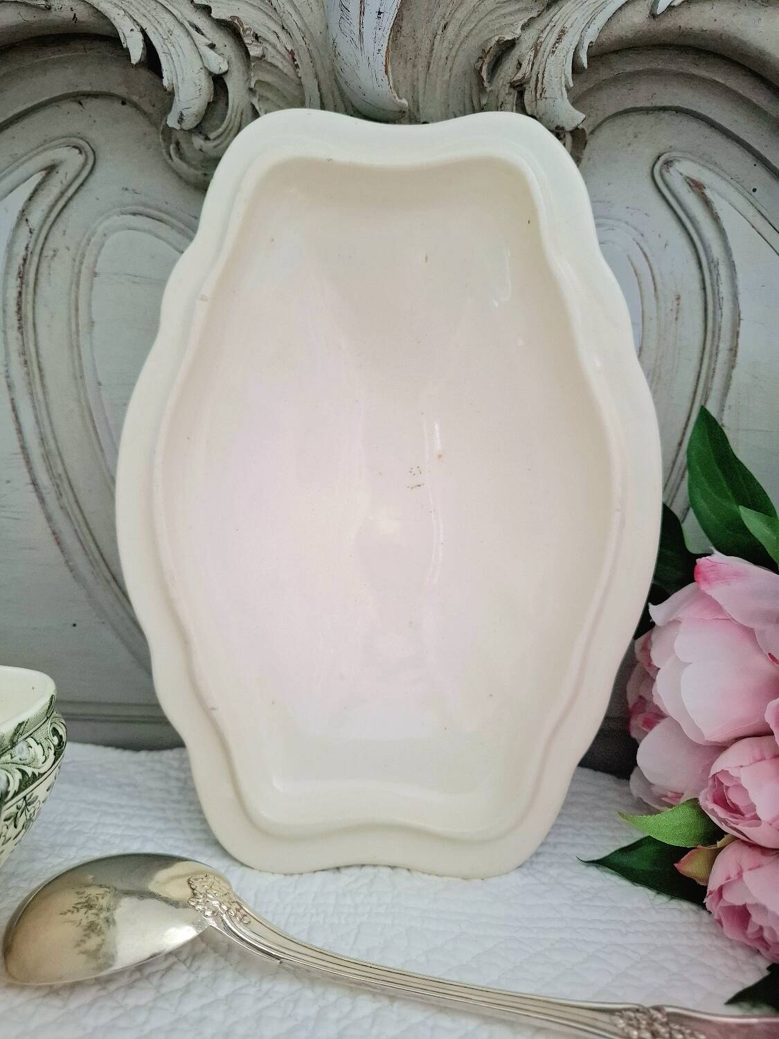 Antique earthenware vegetable or soup tureen in iron earthenware