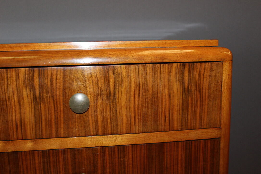 Art Deco period chest of drawers in walnut around 1930