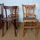 Set of 8 mismatched vintage Fischel bistro chairs