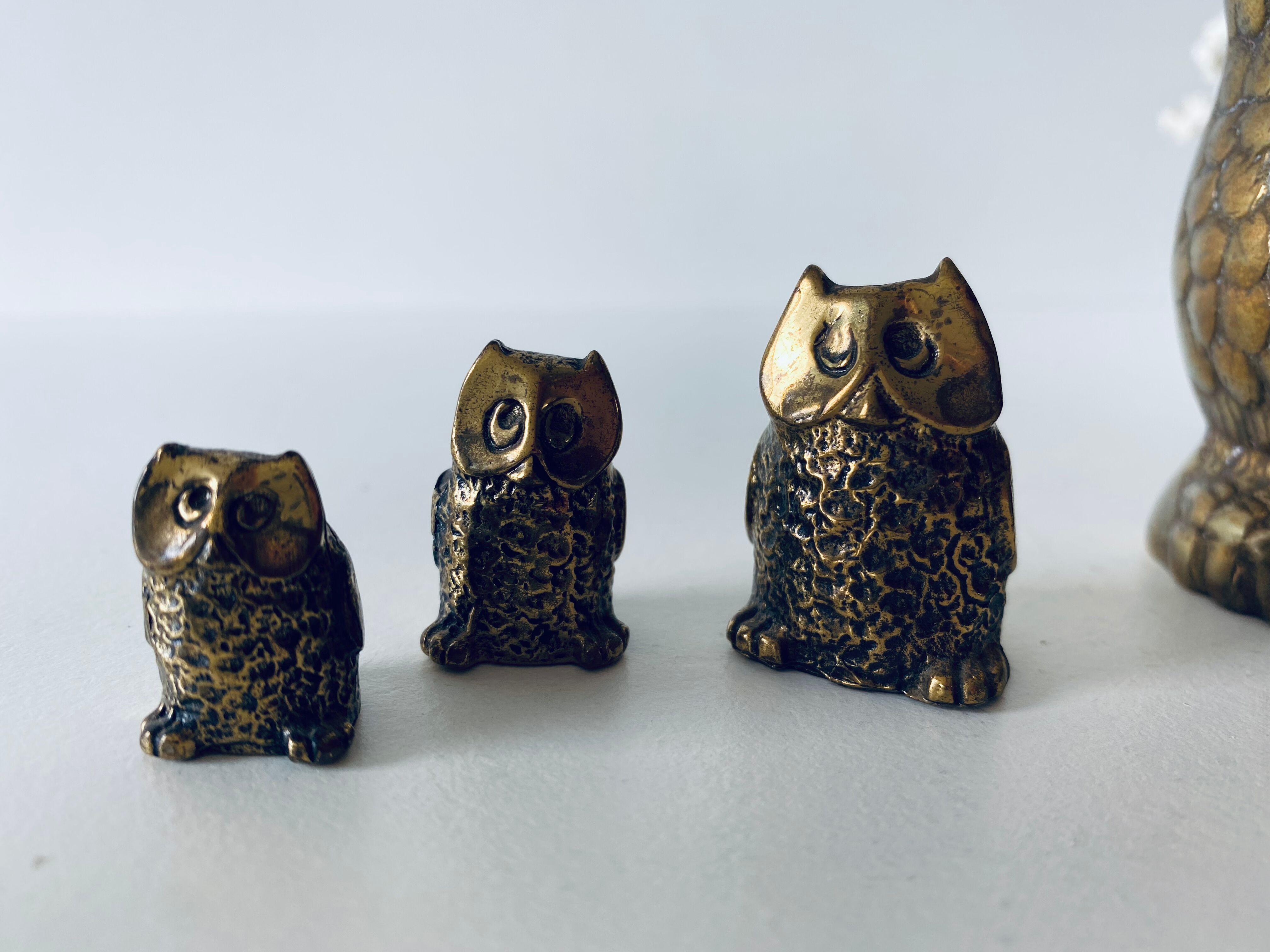 Brass owl family