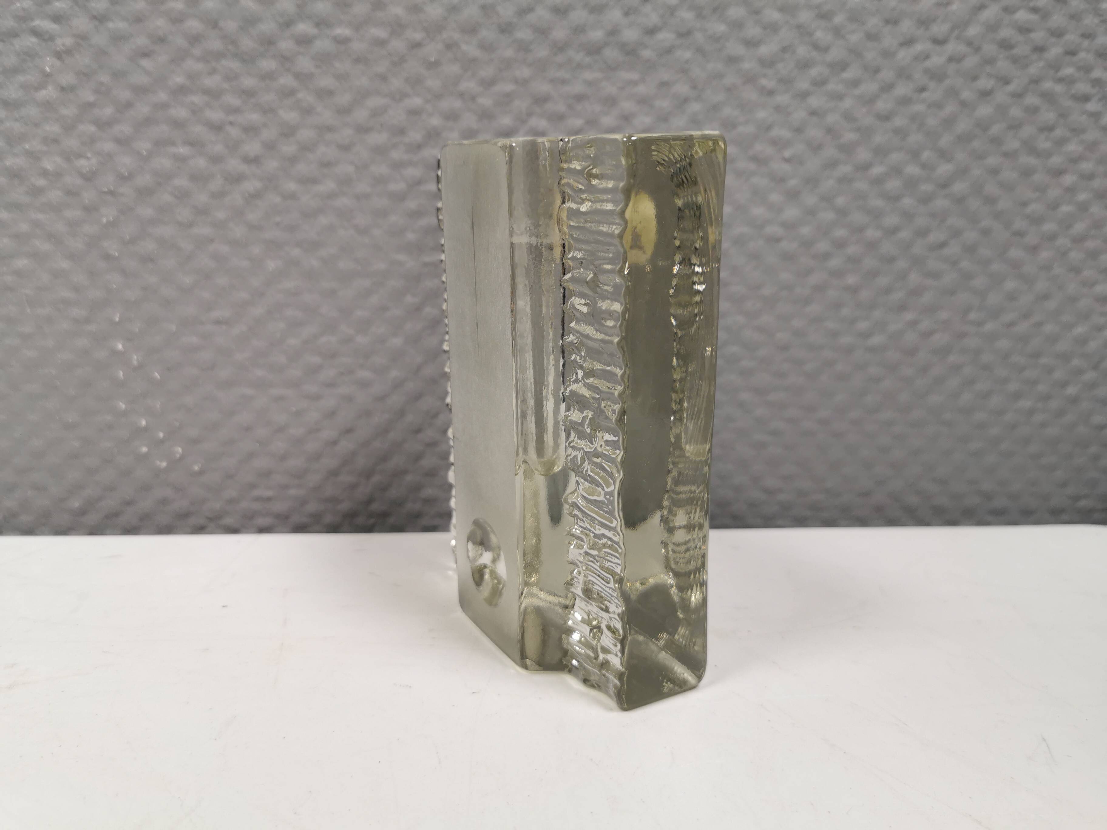 Pukeberg Walther Glass rectangular “solifleur” glass vase with one stem.