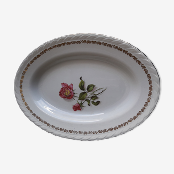 Oval plate in earthenware the almond tree 8996 pink pattern 33 x 23 cm