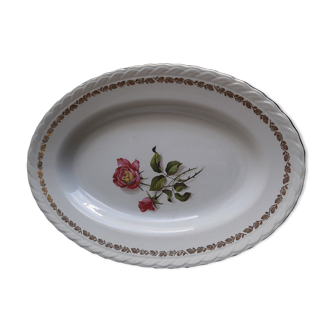 Plat ovale en faïence l'amandinoise 8996 motif roses roses  33 X 23 cm