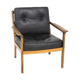 Fauteuil scandinave en cuir, Bröderna Andersson, Suède, 1960.