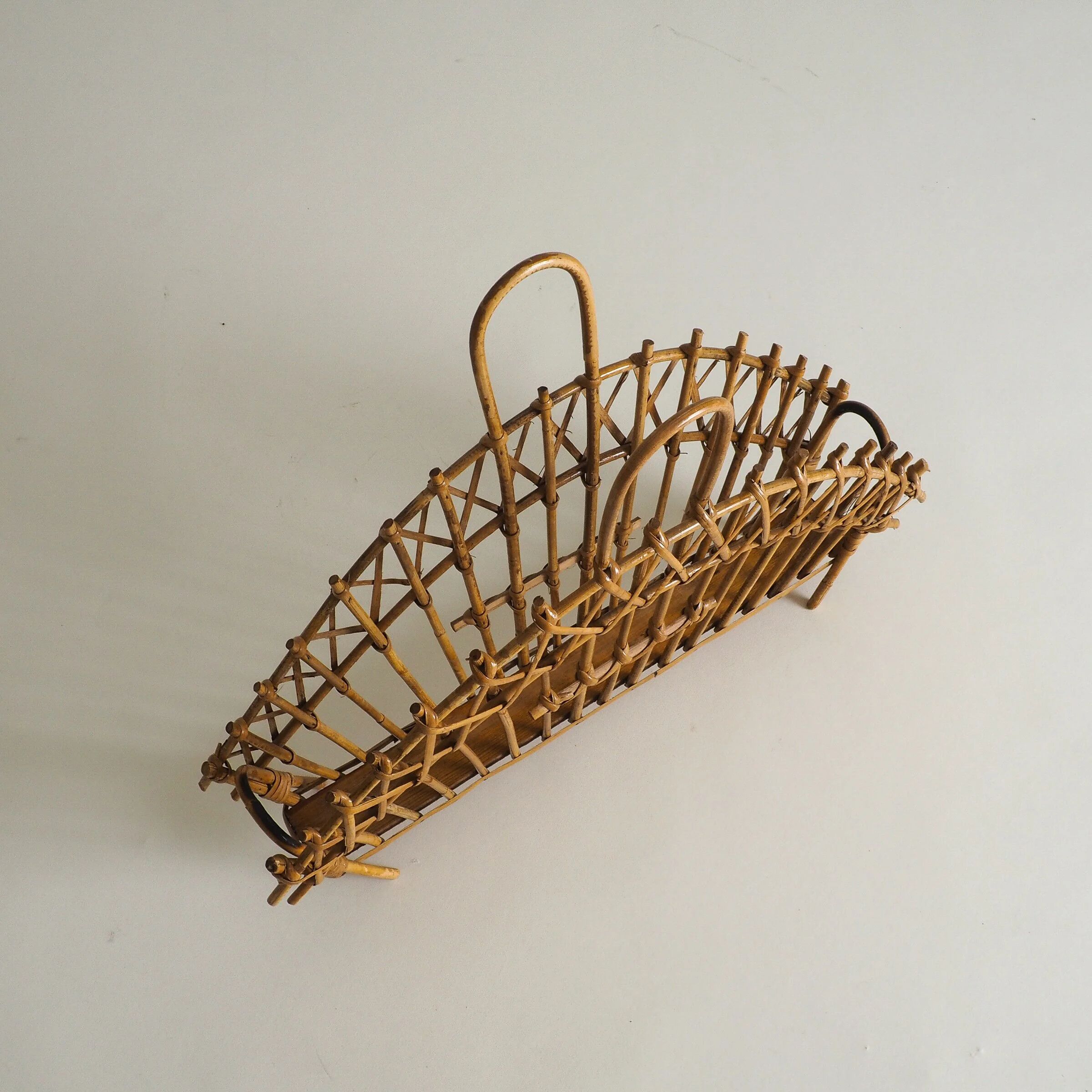 Mid-century rattan magazine holder
