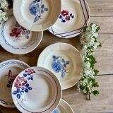 Set of 8 mismatched vintage soup plates