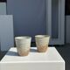 Set of 2 cups in Indonesian ceramic (brown & speckled glazed matte)