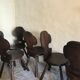 Set of 6 vintage brutalist solid wood chairs