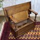 English oak bank safe from the 1930s that can serve as a console.