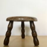Low tripod stool in solid wood